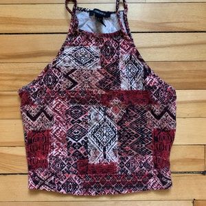 Forever21 Printed Colorblock Cropped Knit Tank (S)